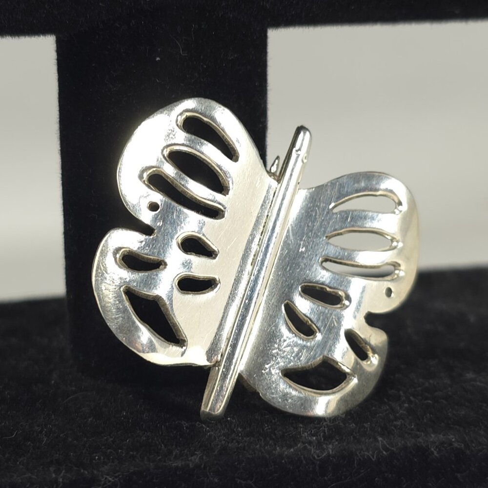 Vintage Taxco Butterfly Sterling Silver Brooch Mexico - Picture 3 of 8